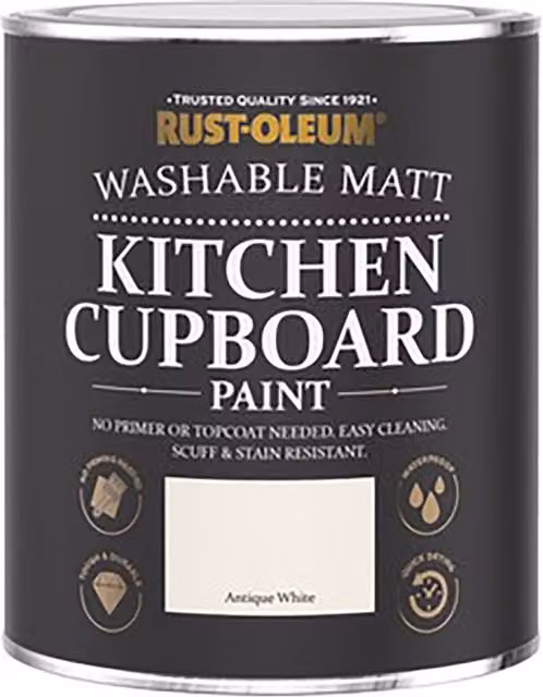 Rust-Oleum Kitchen Cupboard Paint in Matt Finish, White, 750ml