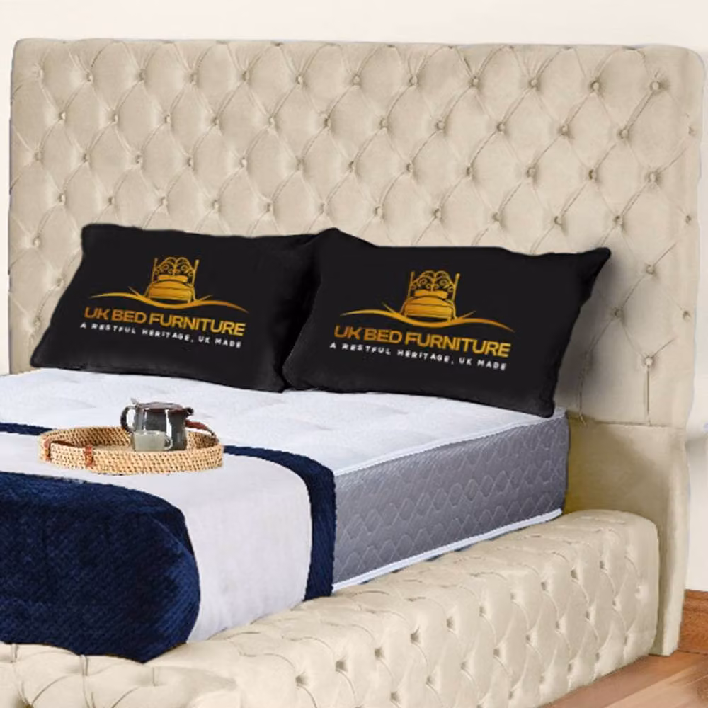UK Bed Furniture Ambassador Ottoman Gas Lift Upholstered Velvet Bed in Beige, Size: Super King (200 x 200 cm) – 2