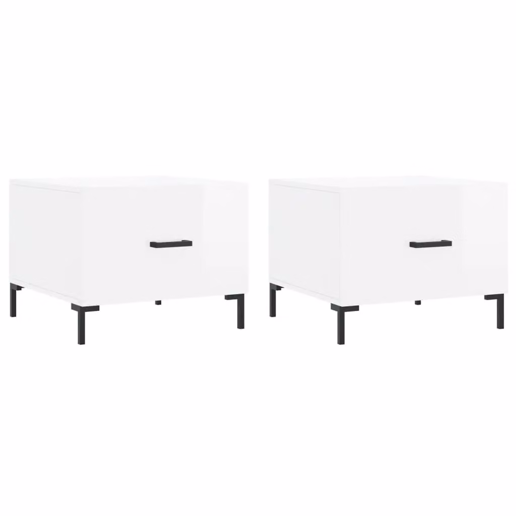 Berkfield Home Set of 2 High Gloss White Square Coffee Tables, W/D/H: 50 x 50 x 40 cm – 2