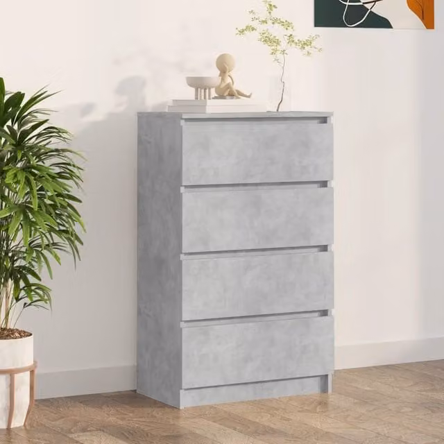 Berkfield Home Sideboard in Concrete Grey, W/D/H: 60 x 35 x 98.5 cm