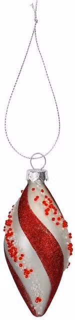 VFM e-Store Red Striped Glass Candy Cane Christmas Hanging Decoration, W: 7 cm, H: 14 cm