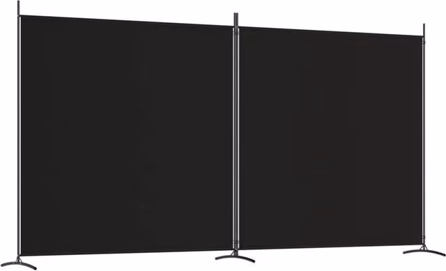 Berkfield Home 2-Panel Fabric Room Divider in Black, W: 348 cm, H: 180 cm