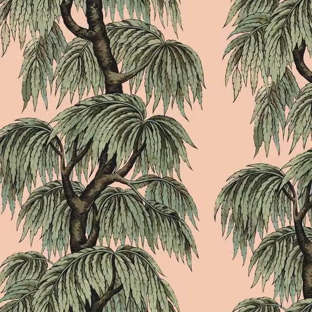 House of Hackney Babylon Floral Botanical Wallpaper in Blush and Willow