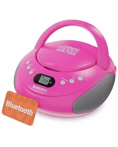Oakcastle CD250 Portable Bluetooth CD Boombox with FM Radio in Pink – 1