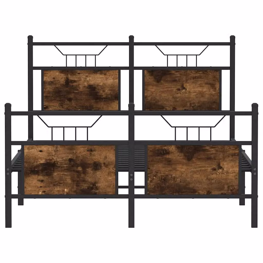 Berkfield Home Small Double Bed Frame in Smoked Oak and Brown Engineered Wood, W/D/H: 120 x 200 cm – 3