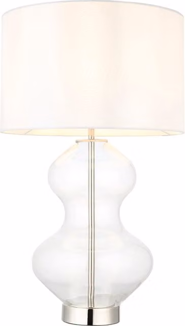 Perch & Parrow Cleo Shaped Table Lamp in Silver with White Fabric Shade