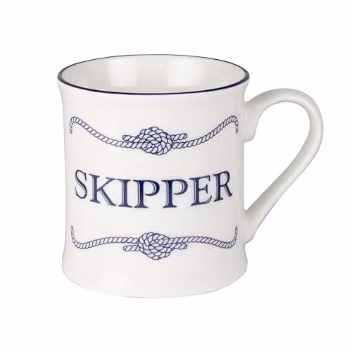 Nauticalia Bone China Crew Mug in White and Blue