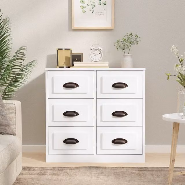 Berkfield Home Classic Sideboard in White MDF, W/D/H: 70 x 35.5 x 67.5 cm – 1