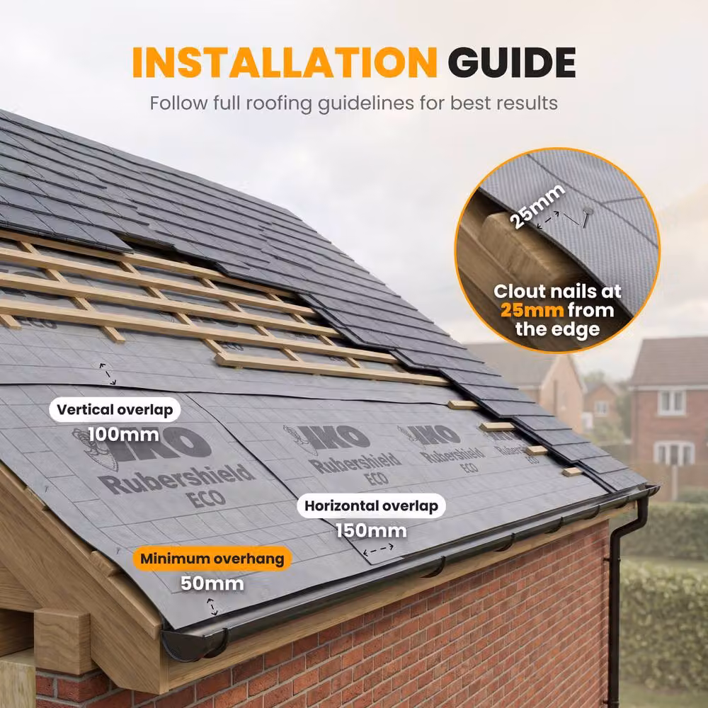 Novecrafto Breathable Waterproof Roof Underlay Membrane, Grey, 1.5 x 50 m – 6