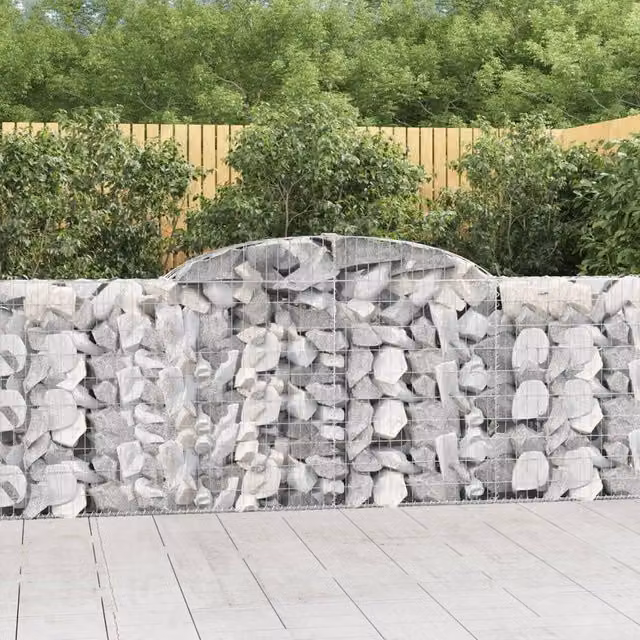 Berkfield Home Arched Gabion Baskets, 13 Piece Set, Silver Galvanised Steel, W: 300 cm, D: 30 cm, H: 100-120 cm