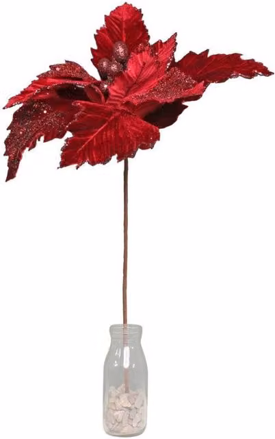 KDMD Large Burgundy Velvet Poinsettia Floral Picks, 2 Pack