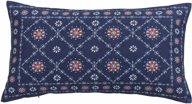 Joules Grove Blue Rectangular Cotton Cushion W: 60 cm, H: 35 cm
