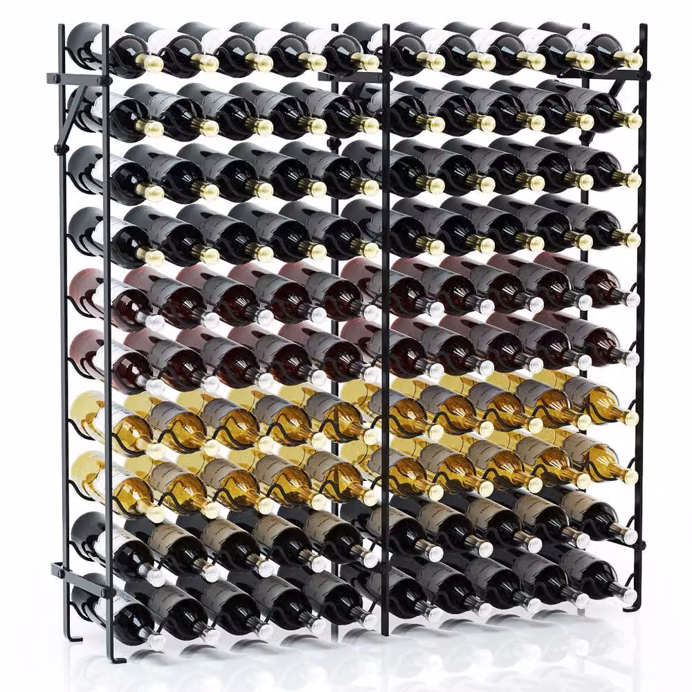 Costway 10-Tier Large 100-Bottle Wine Rack in Black Metal – 7