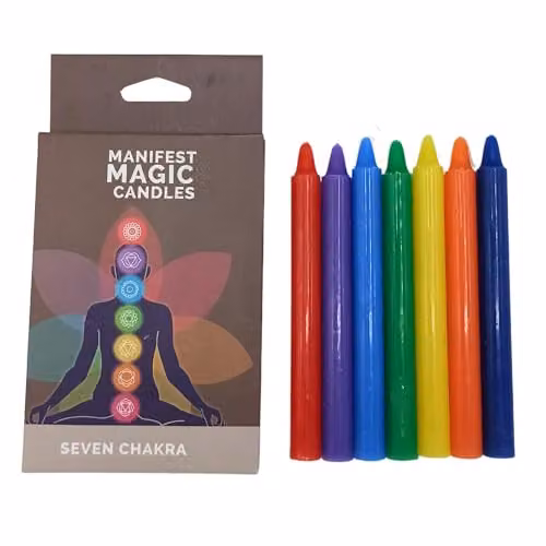KDMD Seven Chakra Manifest Soy Wax Candles, Pack of 7, Multicolour and Brown – 2
