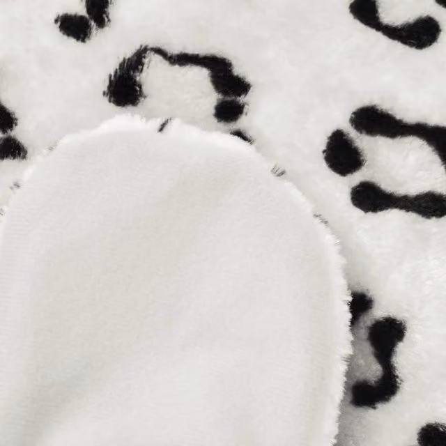 Berkfield Home Leopard Print Plush Round Carpet in White, Diameter: 100 cm