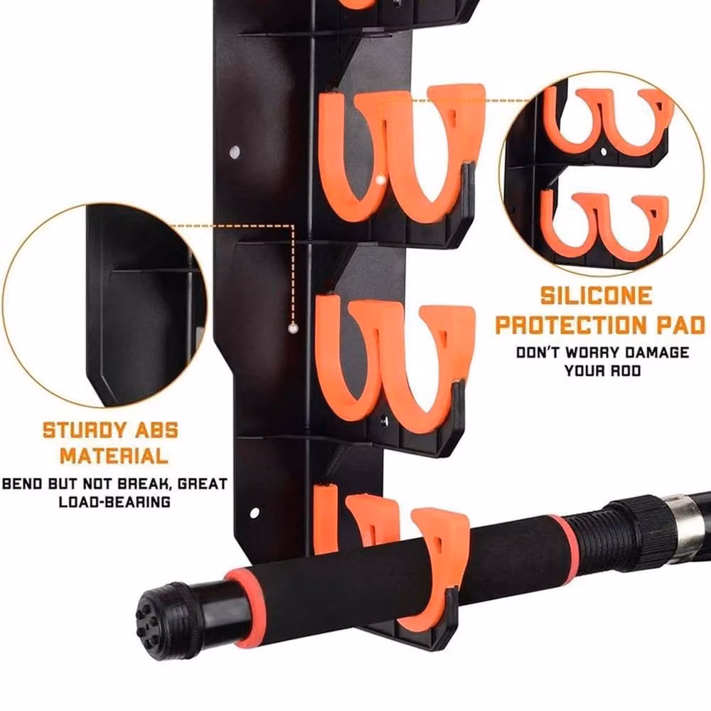 SPETLEK Wall Mounted Fishing Rod Holder in Black, W: 100 cm – 4