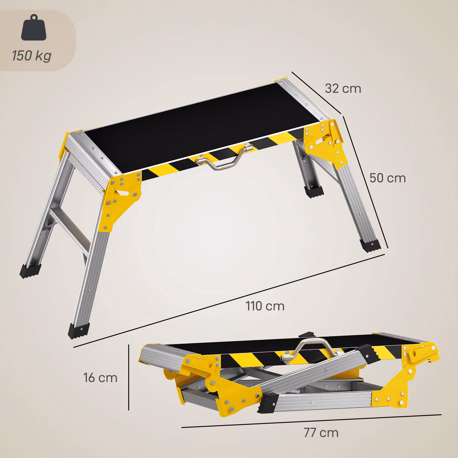 HOMCOM Foldable Aluminium Alloy Work Bench in Silver, W/D/H: 110 x 32 x 50 cm – 3