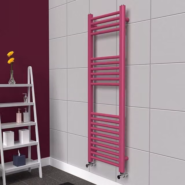 Lux Heat Coloured Steel Towel Radiator in Pink, H 120 cm x W 40 cm x D 4 cm