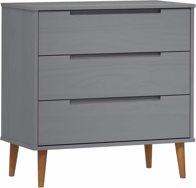 Berkfield Home MOLDE Grey Solid Wood Pine Drawer Cabinet W: 80 cm, D: 40 cm, H: 80 cm – 1