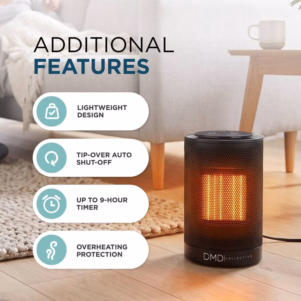 DMD Collective 9 inch Ceramic Fan Heater with Hot and Cold Air in Black – 5