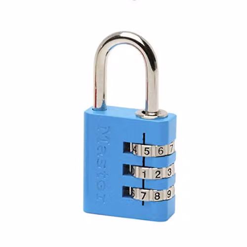 Master Lock Combination Padlock in Aluminium, Random Colour, W: 3 cm, D: 6.5 cm, H: 1.3 cm