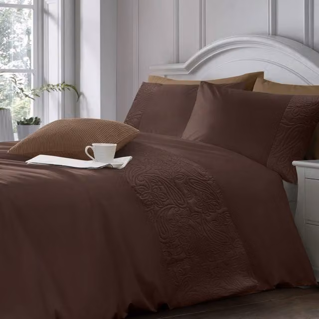 Velosso Floral Microfibre Duvet Cover and Pillowcase Set, Brown and Pink, W: 200 cm x D: 200 cm
