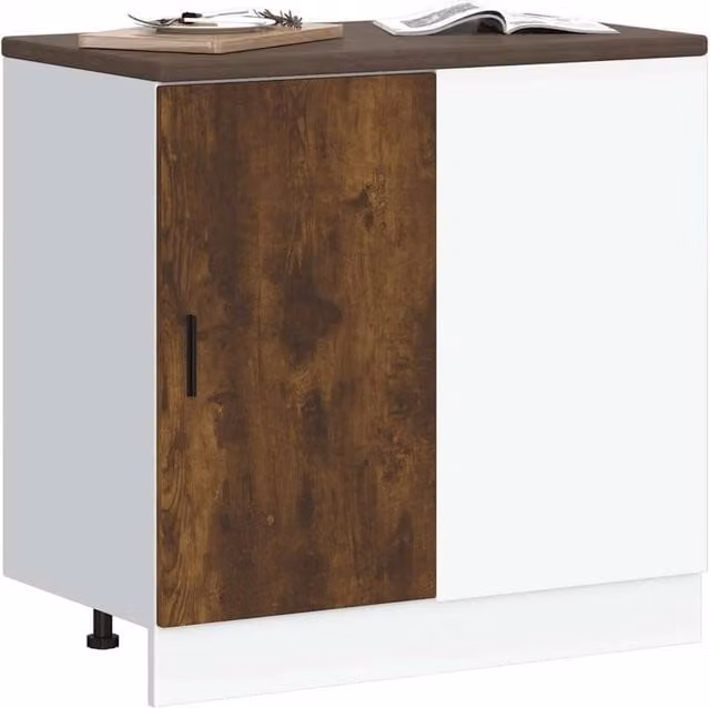 Berkfield Home Smoked Oak Sink Base Cabinet in Brown, W/D/H: 81.5 x 46.0 x 46.0 cm – 1
