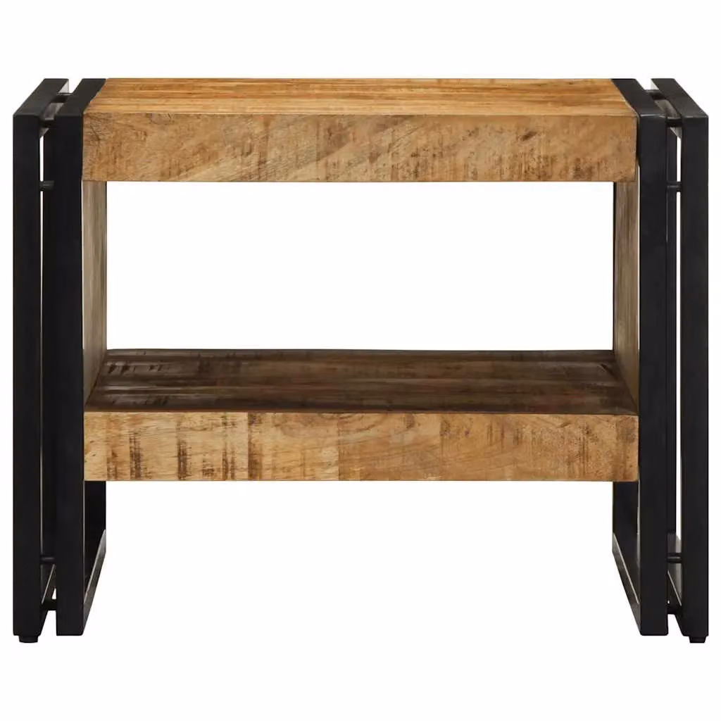 Berkfield Home Rustic Mango Wood Coffee Table in Brown, W/D/H: 50 x 50 x 38 cm – 3