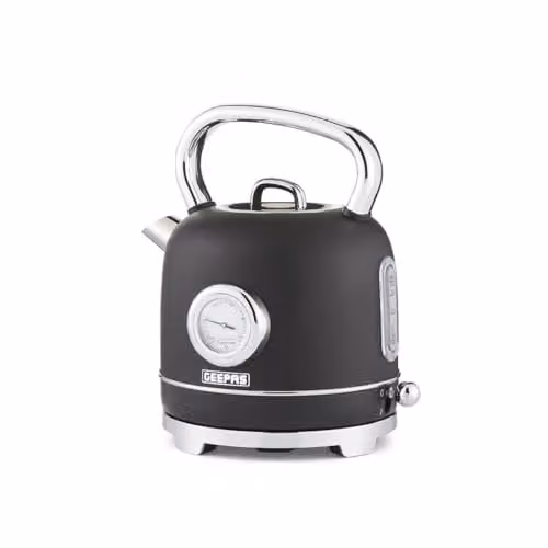 Geepas RetroVive 1.8 l Stainless Steel Electric Kettle with Auto Shut-Off and Limescale Filter, Black