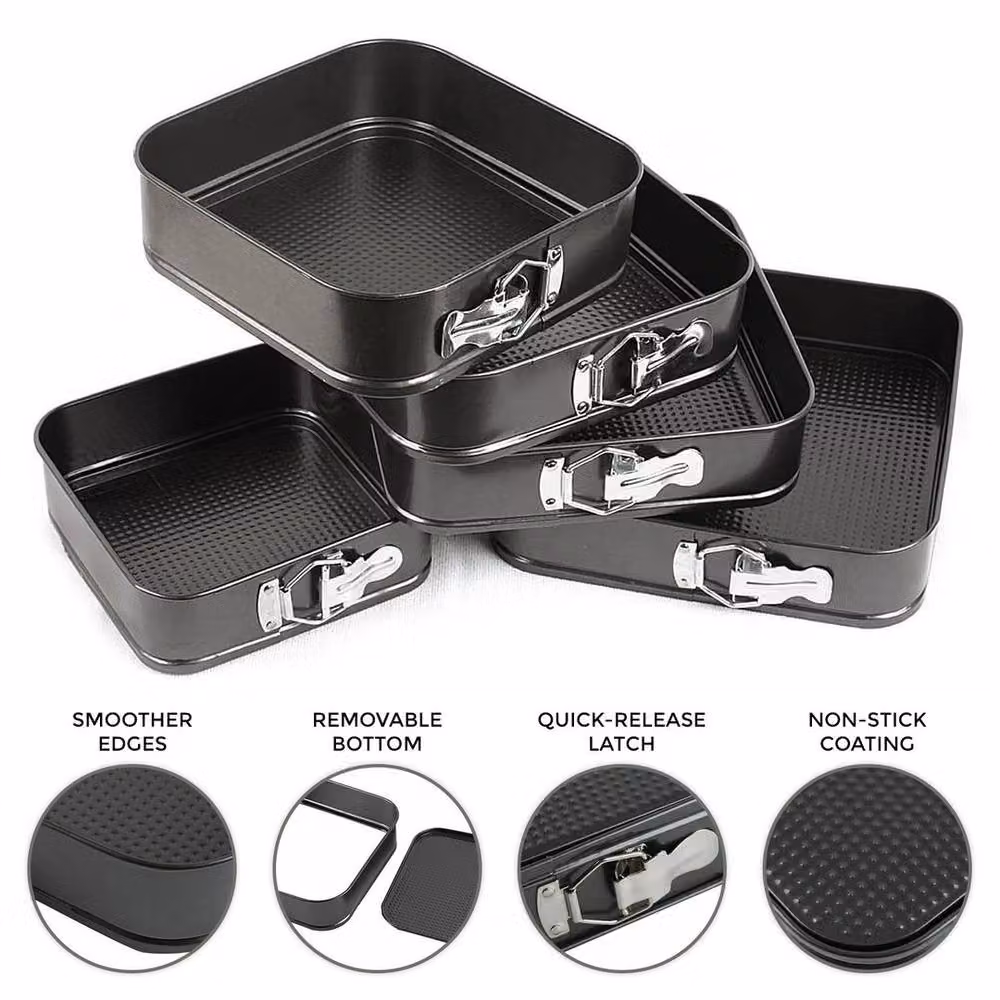 SPETLEK Set of 5 Non-Stick Black Springform Cake Baking Tins with Loose Base – 3