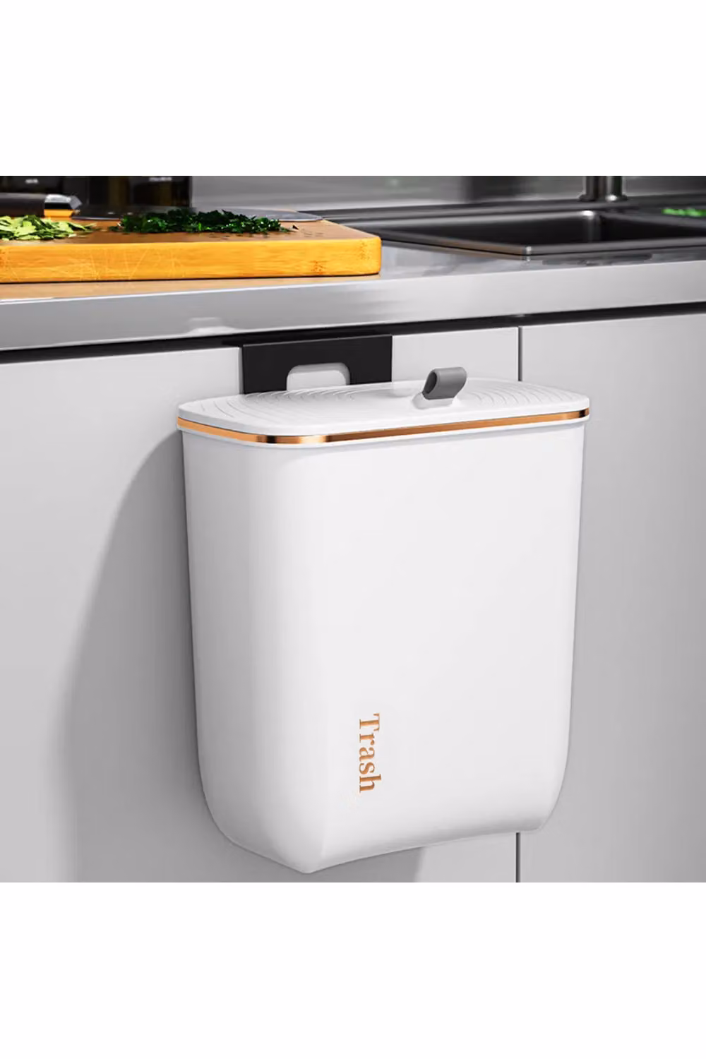 Living and Home 11L White Wall-Mounted Kitchen Hanging Waste Bin with Flip-top Lid – 2