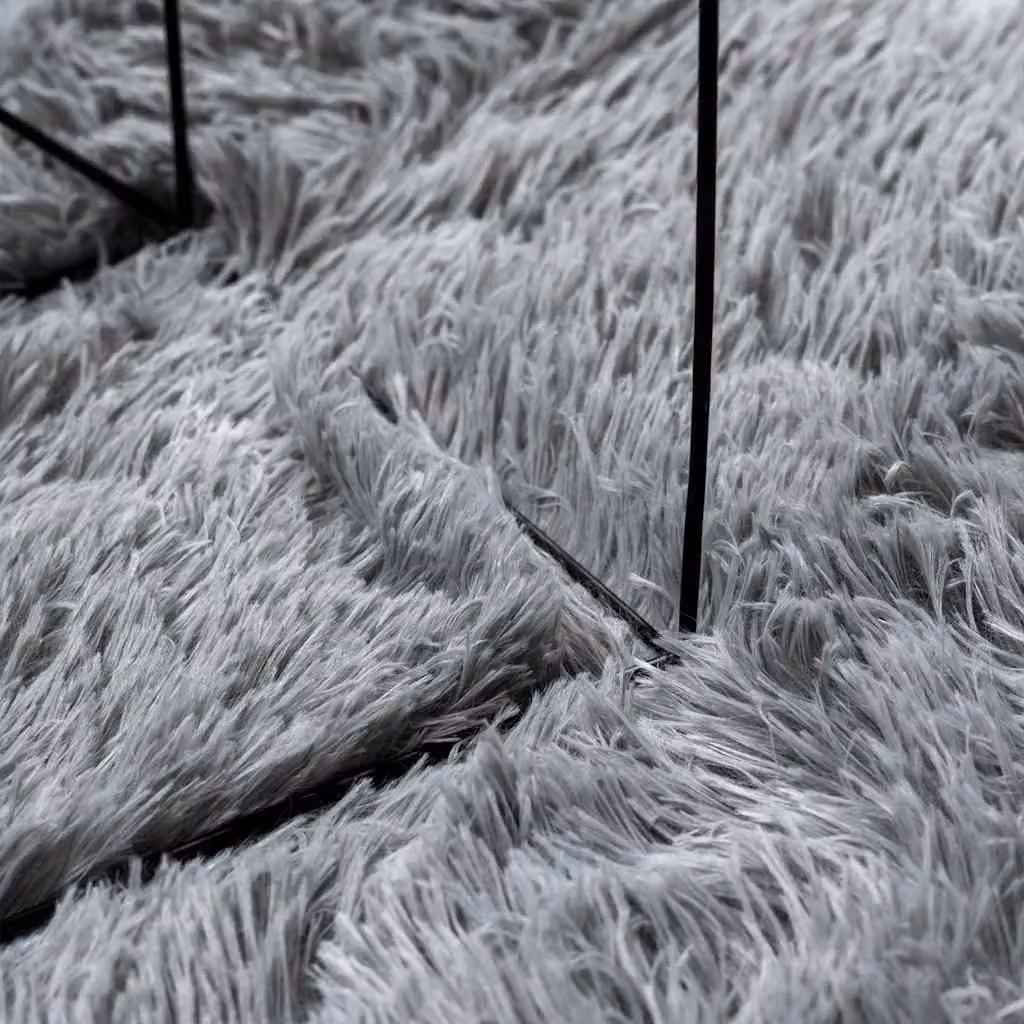 Berkfield Home Navarra Shaggy High Pile Rug in Silver Grey, 200 x 200 cm – 3