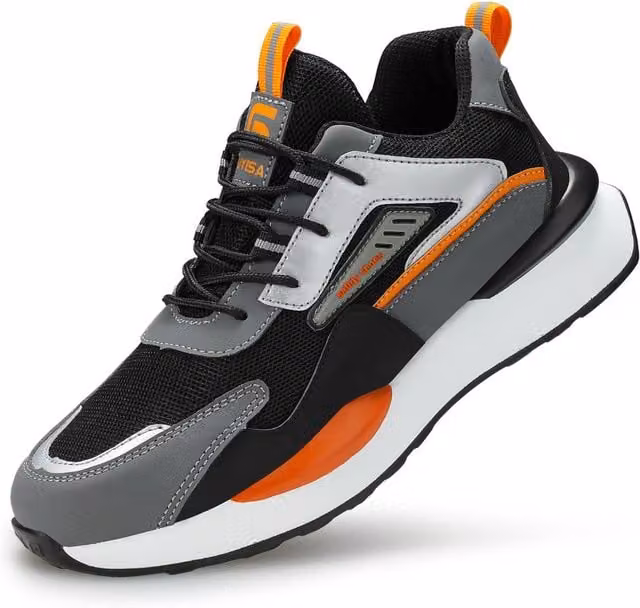 Safety Brands Men's Lightweight Water Resistant Steel Toe Cap Safety Trainers in Black, Size 10 UK – 1
