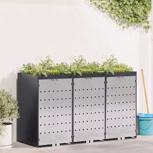 vidaXL Wheelie Bin Storage for 3 Bins in Anthracite Steel – 2