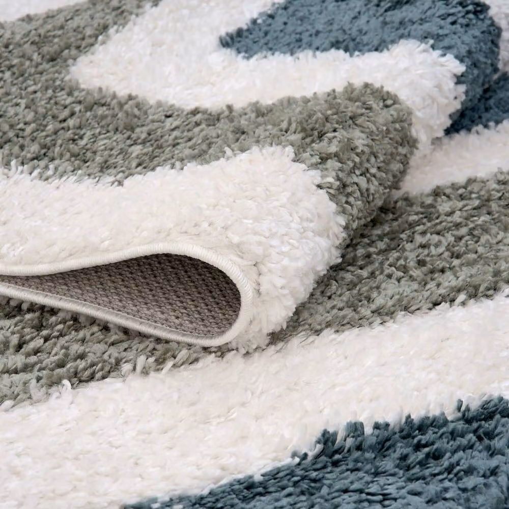 THE RUGS Moodi Border Design Shaggy Soft High Pile Living Room Rug in Green, W: 120 cm, L: 170 cm – 4