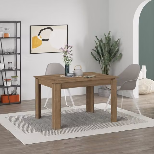 Decortie Extendable Rectangular Dining Table, 4-Seater, Brown, Width: 120 cm