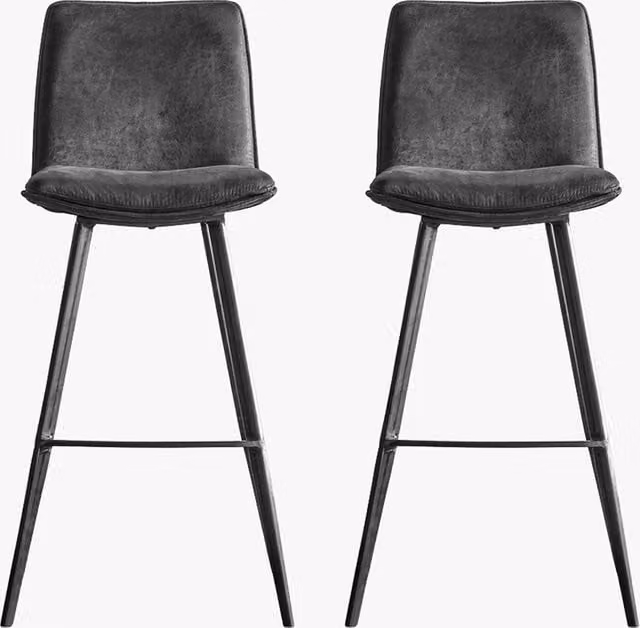 Perch & Parrow Set of Two Modern Grey Upholstered Metal Bar Stools