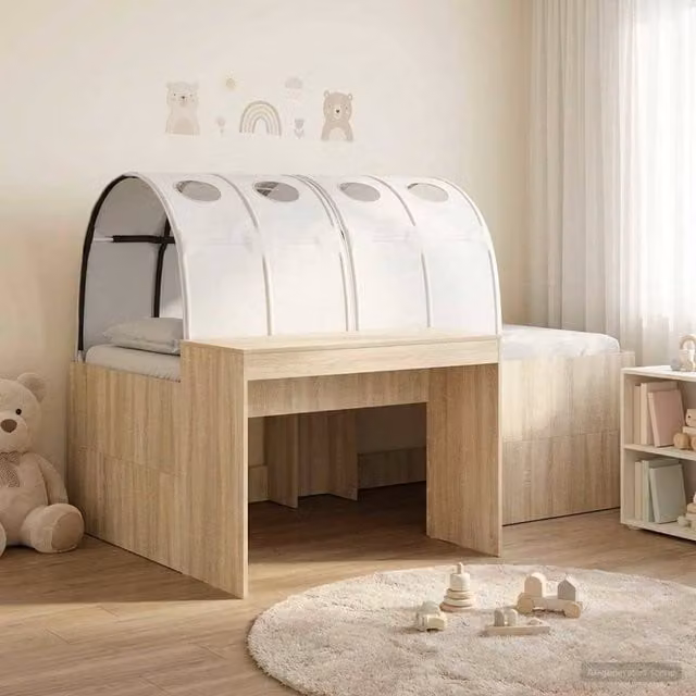 Berkfield Home 3-Piece Bed with Tunnel in Artisan Oak and White Engineered Wood, Brown – 1
