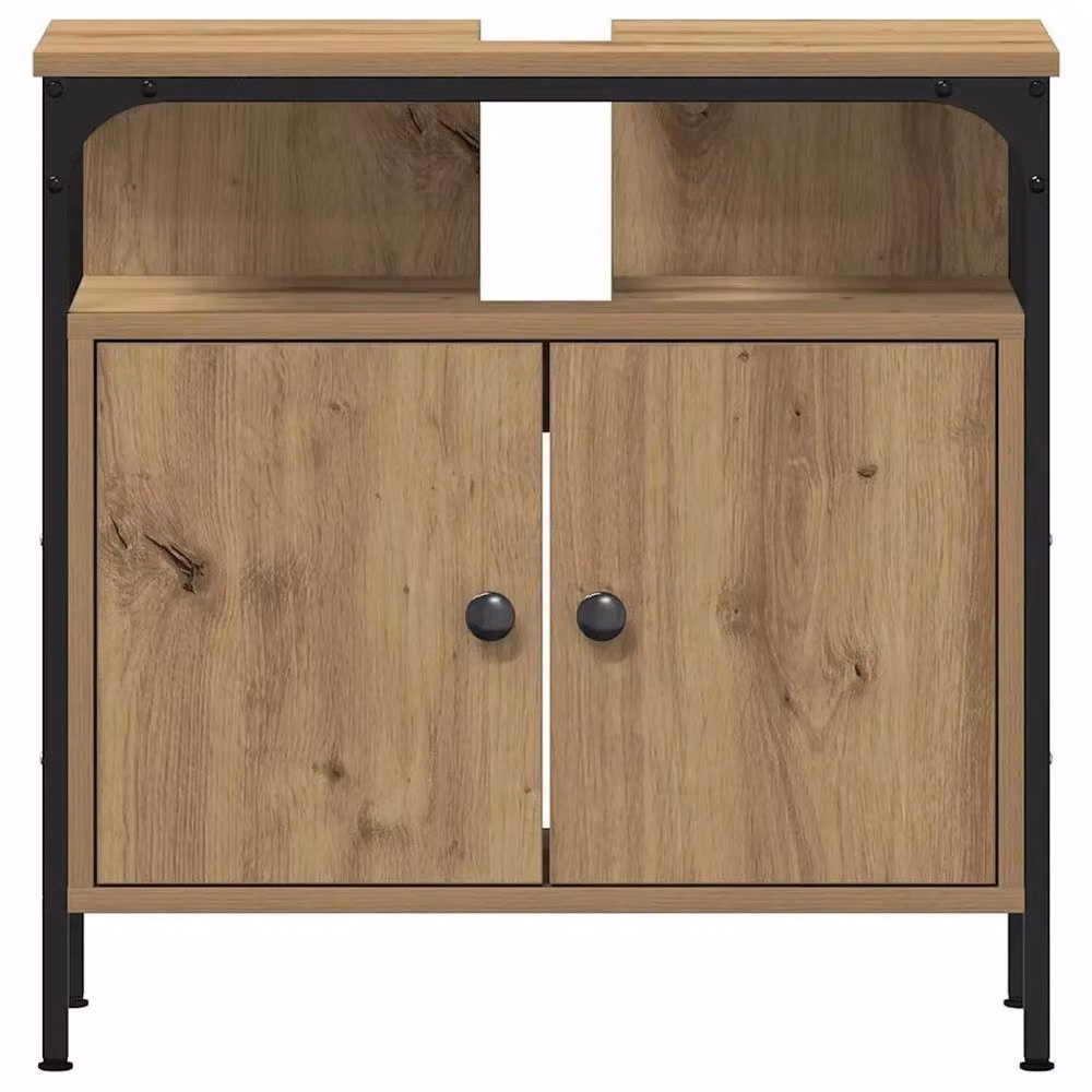 EONLION Artisan Oak Freestanding Bathroom Sink Cabinet in Light Oak, W/D/H: 60 x 30 x 60 cm – 3