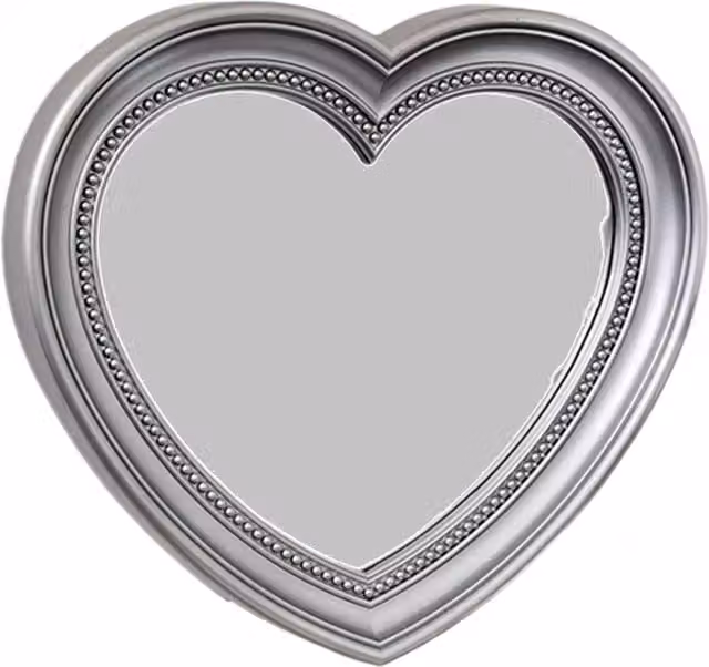 Biznest Heart Shaped Wall Hanging Bathroom Mirror in Silver