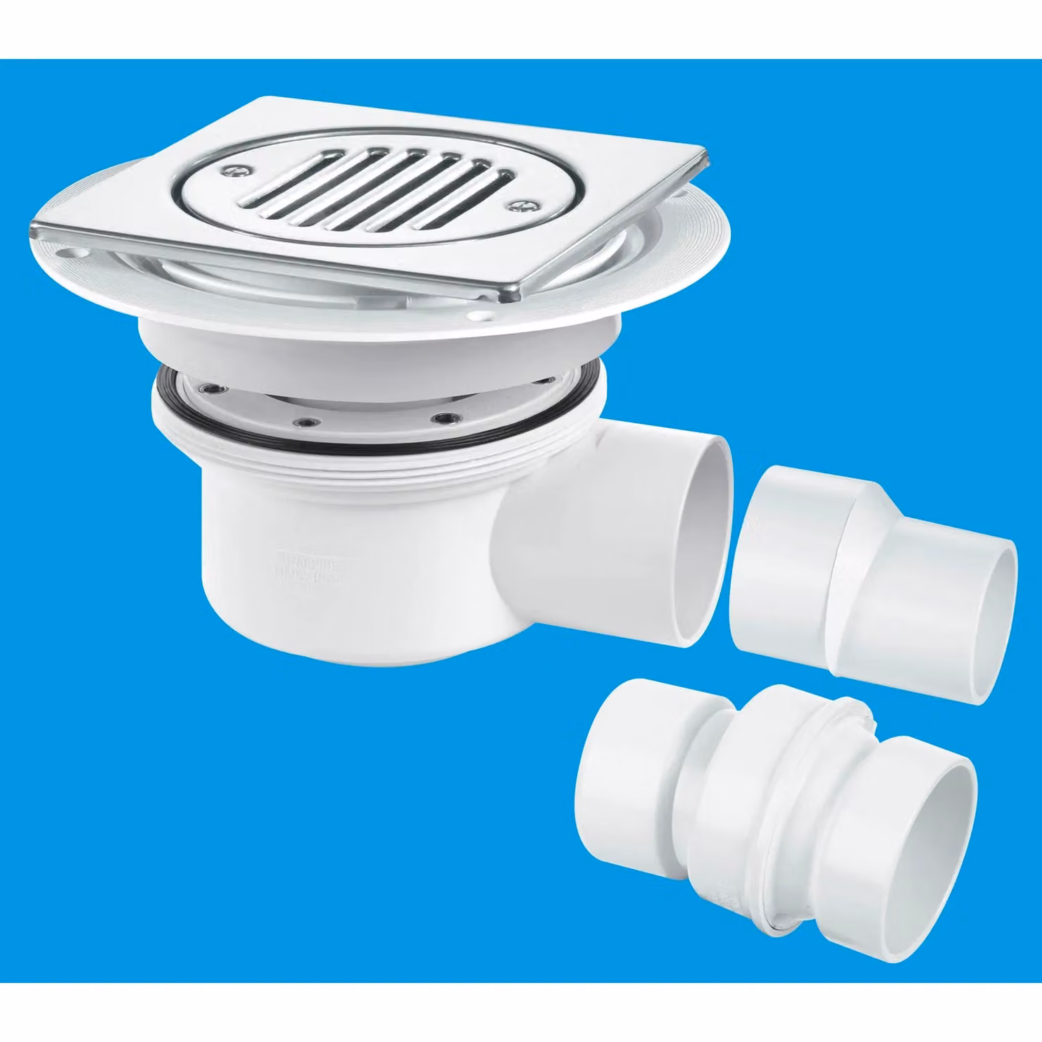 McAlpine Square Tile Insert Shower Gully with Stainless Steel Grate in White – 2