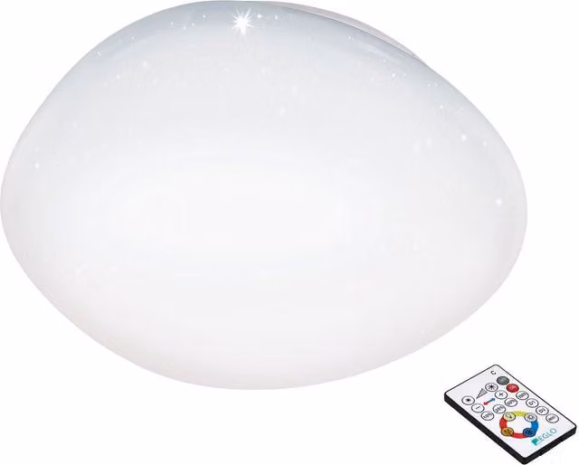 Loops LED Ceiling Light with White Plastic Shade and Crystal Effect, 34W, White