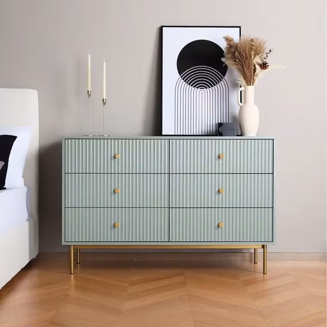 Home Garden Direct Devon Wide 6 Drawer Chest of Drawers in Sage