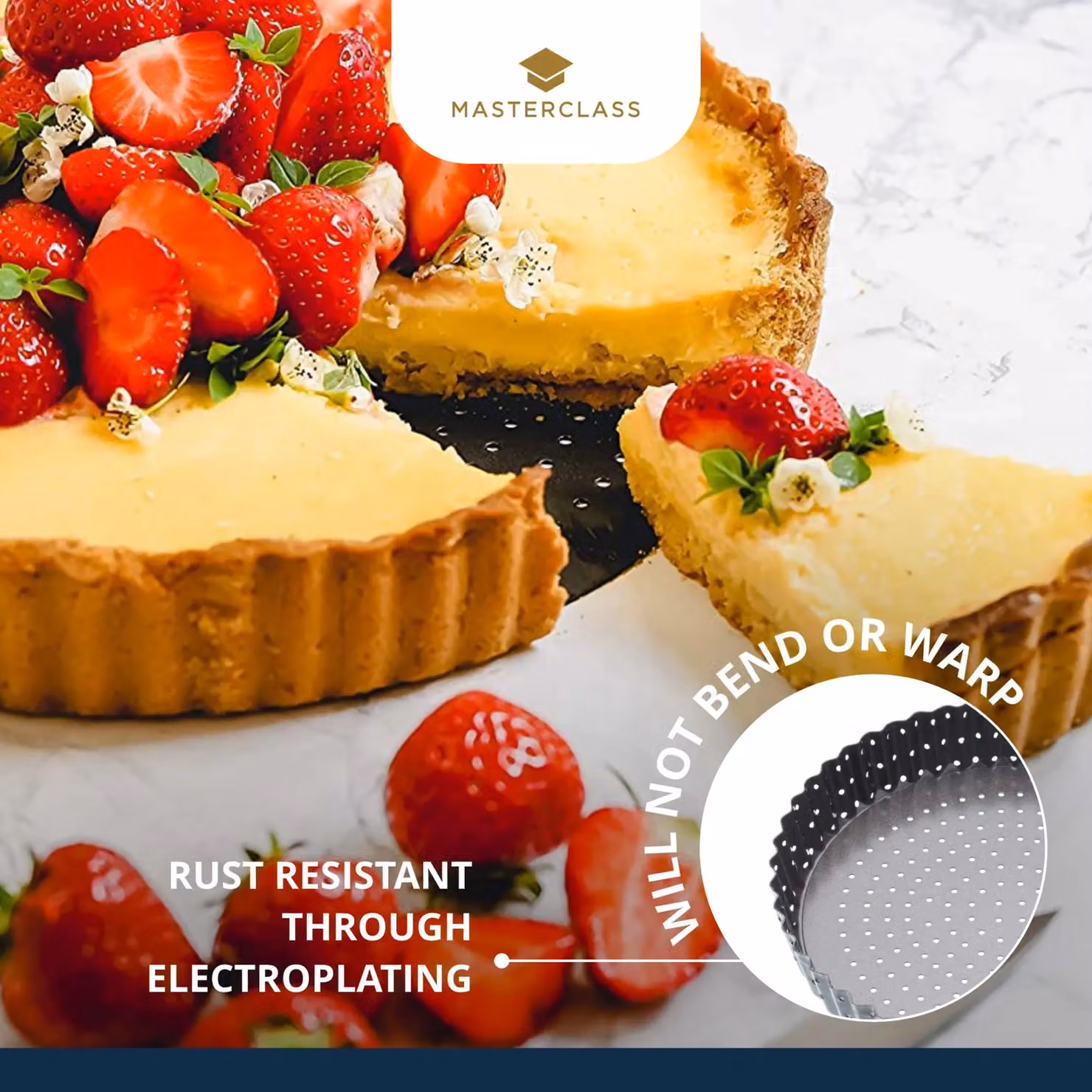 MasterClass Crusty Bake Non-stick Fluted Round 18cm Tart Tin in Black – 8