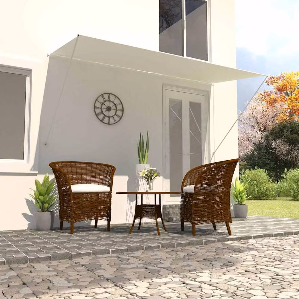 Berkfield Home Retractable Awning in Cream Polyester and Steel, W: 300 cm, D: 150 cm