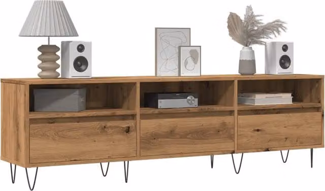 Berkfield Home Artisan Oak TV Cabinet in Brown, W/D/H: 150 x 30 x 44.5 cm