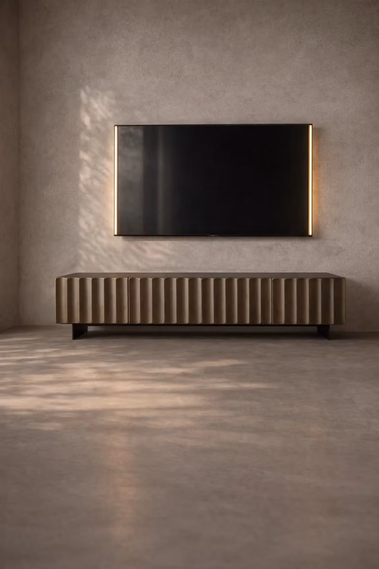 Tommy Franks Genio Modern Metal TV Unit in Bronze, Grey or Brown, W/D/H: 200 x 50 x 45 cm