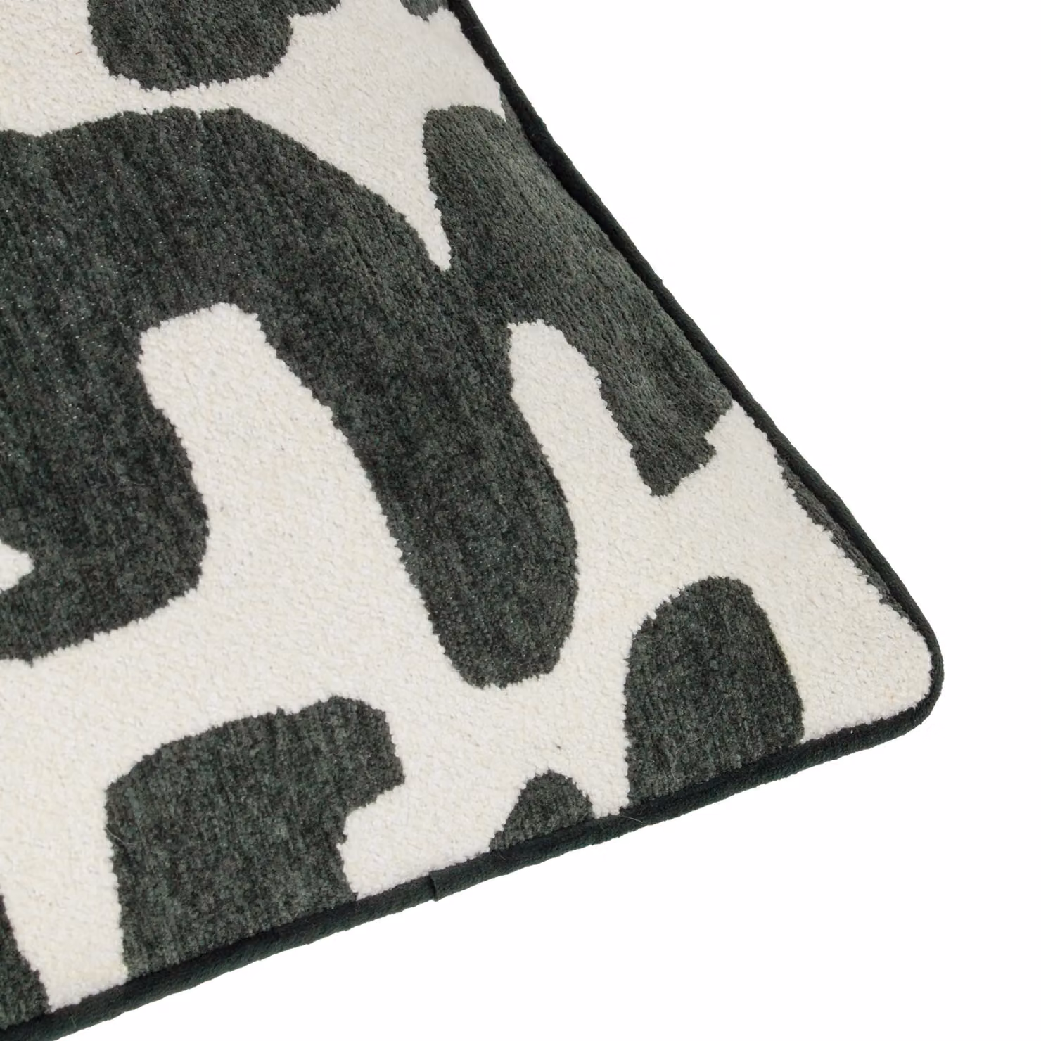 HOEM Caval Abstract Piped Green Chenille and Boucle Square Cushion, W/D/H: 50 x 50 x 50 cm – 5