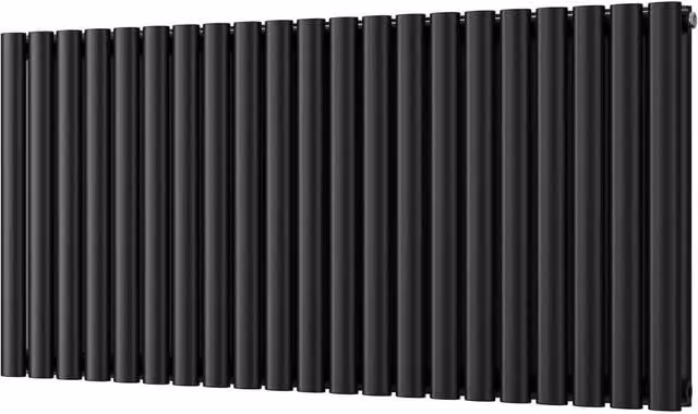 UK Radiators Omeara Black Elliptical Tube Horizontal Designer Radiator, W: 121.8 cm, H: 60 cm – 1