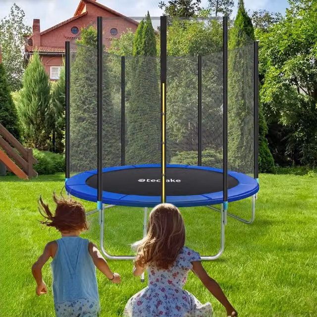 tectake Trampoline with Safety Net in Black and Blue